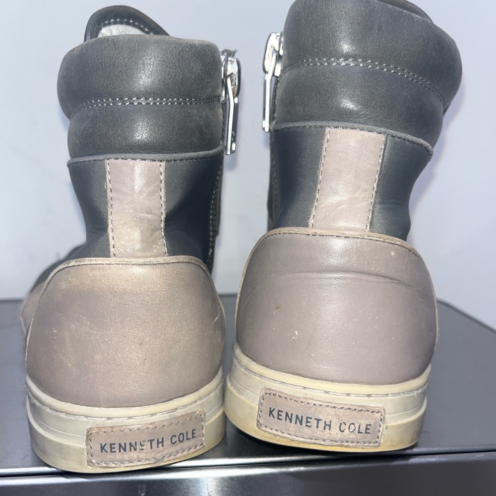 Gray leather high top sneakers - Picture 3 of 6